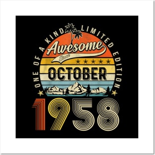 Awesome Since October 1958 Vintage 65th Birthday Posters and Art